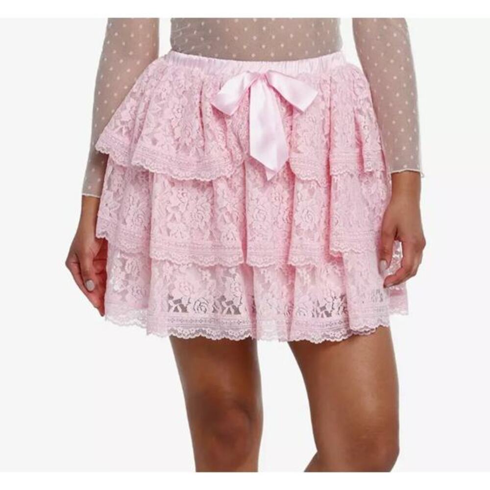 Hot Topic‎ Sweet Society Pink Lace Bow Tiered Skirt